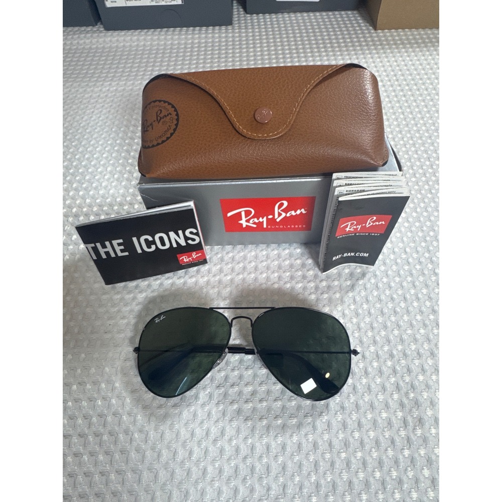 Ray-Ban Sunglasses Aviator Large Metal II Black Green RB3026 L2821 NIB